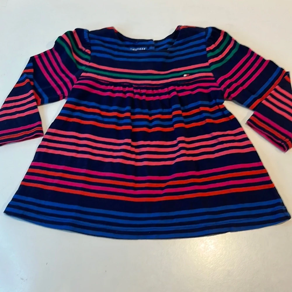Tommy Hilfiger baby girl tunica blouse in mix color stripes 100% cotton size 12m